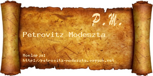 Petrovitz Modeszta névjegykártya